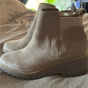 Women's Beige Suede Ankle Boots